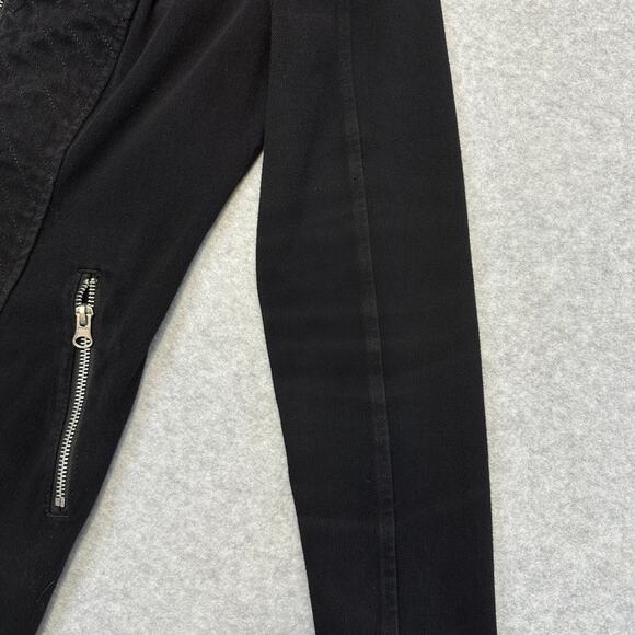 Liverpool Nereus Quilted Panel Denim Jacket Womens S Black Full Zip Thumb Holes - Picture 8 of 12